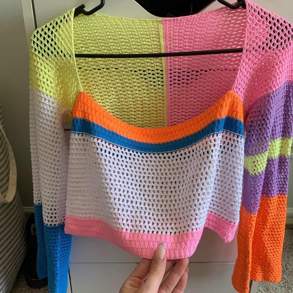 Multicolored crochet knit top